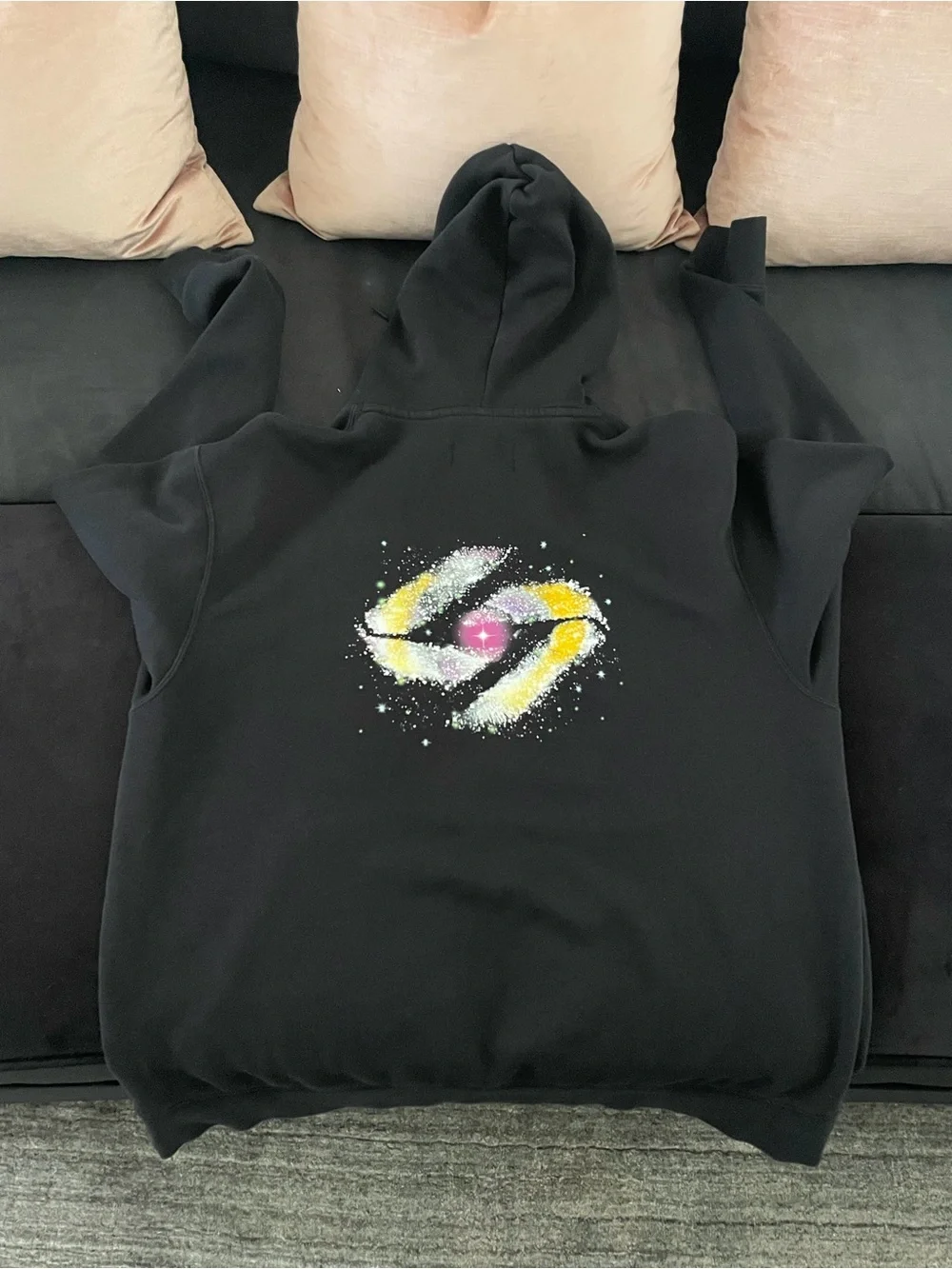 Jordan Black Hoodie with Yellow Jumpman and White Graphic